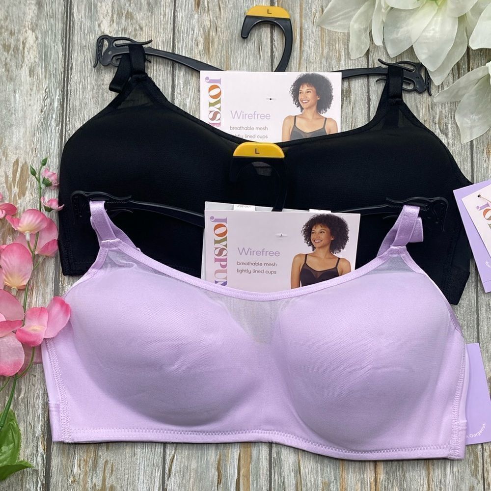 Women’s Lightweight Cooling Mesh Wirefree Bras 2-Pack Size L